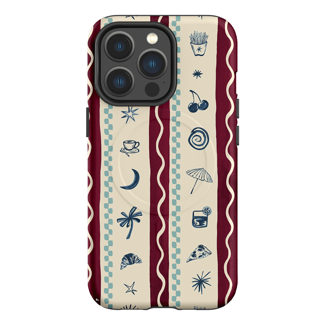 Summer Snacks Burgundy Printed Phone Cases iPhone 13 Pro / Armoured MagSafe by Charlie Taylor - The Dairy