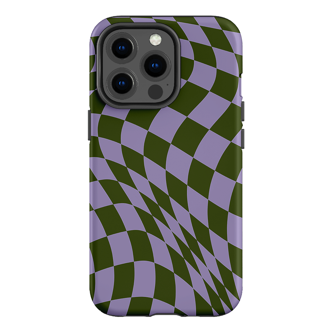 Wavy Check Forest on Lilac Matte Case Matte Phone Cases iPhone 13 Pro / Armoured by The Dairy - The Dairy