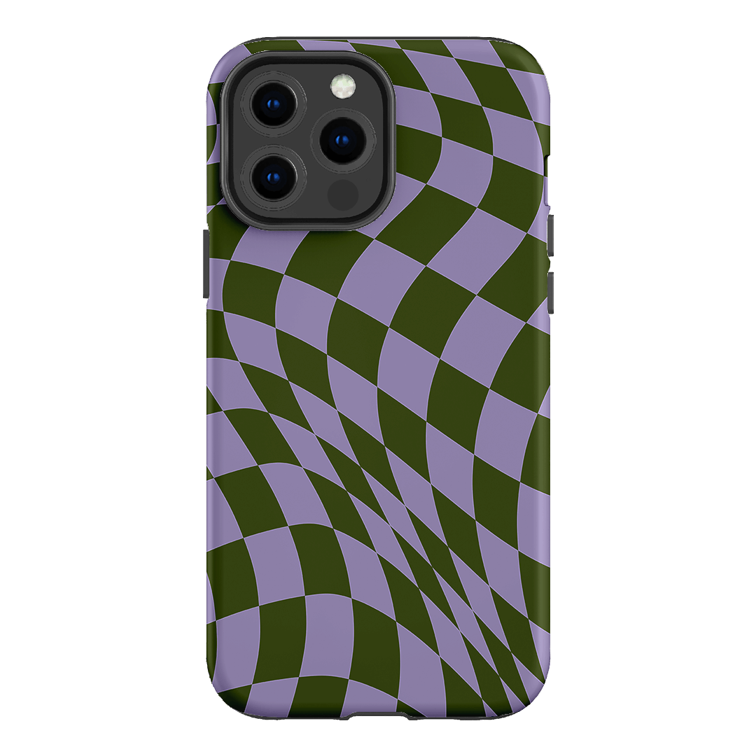 Wavy Check Forest on Lilac Matte Case Matte Phone Cases iPhone 13 Pro Max / Armoured by The Dairy - The Dairy