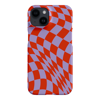 Wavy Check Scarlet on Lilac Matte Case Matte Phone Cases iPhone 14 / Armoured by The Dairy - The Dairy