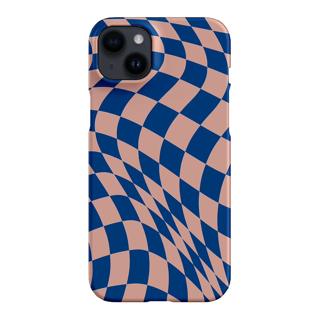 Wavy Check Cobalt on Blush Matte Case Matte Phone Cases iPhone 14 Plus / Snap by The Dairy - The Dairy