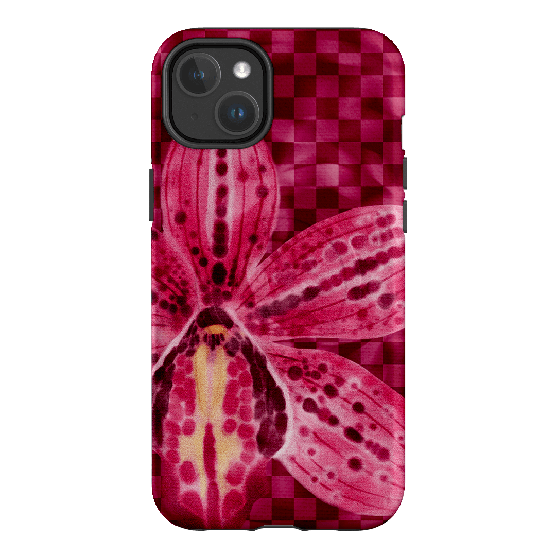 Check Orchid Printed Phone Cases iPhone 14 Plus / Armoured MagSafe by Sally Hungerford - The Dairy