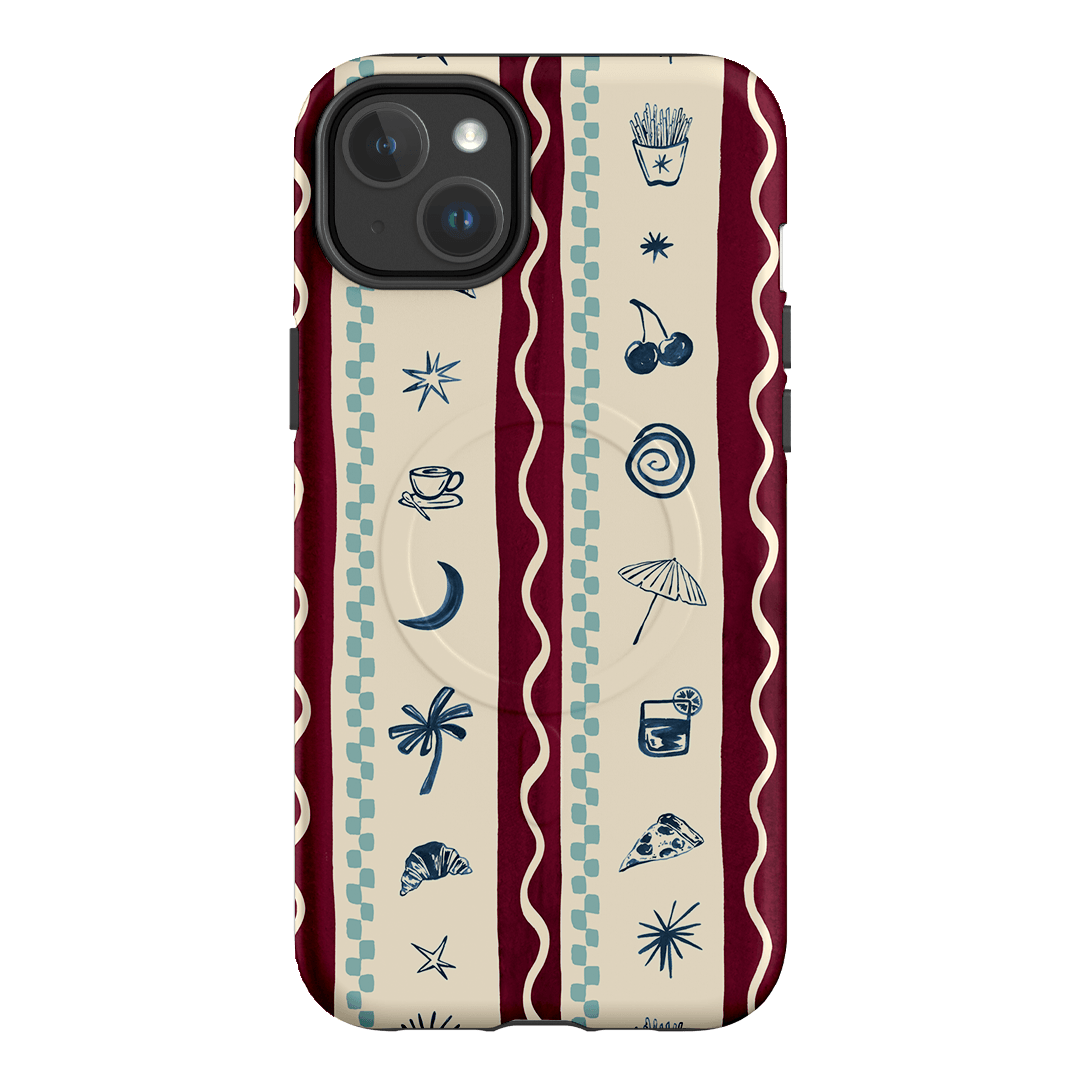 Summer Snacks Burgundy Printed Phone Cases iPhone 14 Plus / Armoured MagSafe by Charlie Taylor - The Dairy