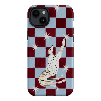 Check Greyhound Blue Printed Phone Cases iPhone 14 Plus / Armoured by Lisa Hu - The Dairy