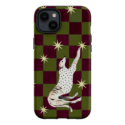 Check Greyhound Green Printed Phone Cases iPhone 14 Plus / Armoured by Lisa Hu - The Dairy