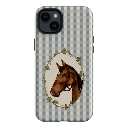 Gingham Horse Printed Phone Cases iPhone 14 Plus / Armoured by Kasiags Art - The Dairy