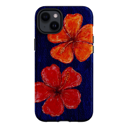 Hibiscus Flower Deep Blue Printed Phone Cases iPhone 14 Plus / Armoured by BG. Studio - The Dairy