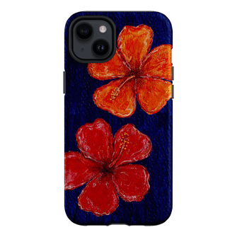 Hibiscus Flower Deep Blue Printed Phone Cases iPhone 14 Plus / Armoured by BG. Studio - The Dairy