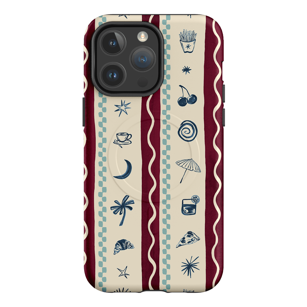 Summer Snacks Burgundy Printed Phone Cases iPhone 14 Pro Max / Armoured MagSafe by Charlie Taylor - The Dairy