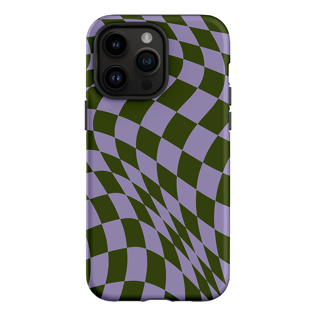 Wavy Check Forest on Lilac Matte Case Matte Phone Cases iPhone 14 Pro Max / Armoured by The Dairy - The Dairy