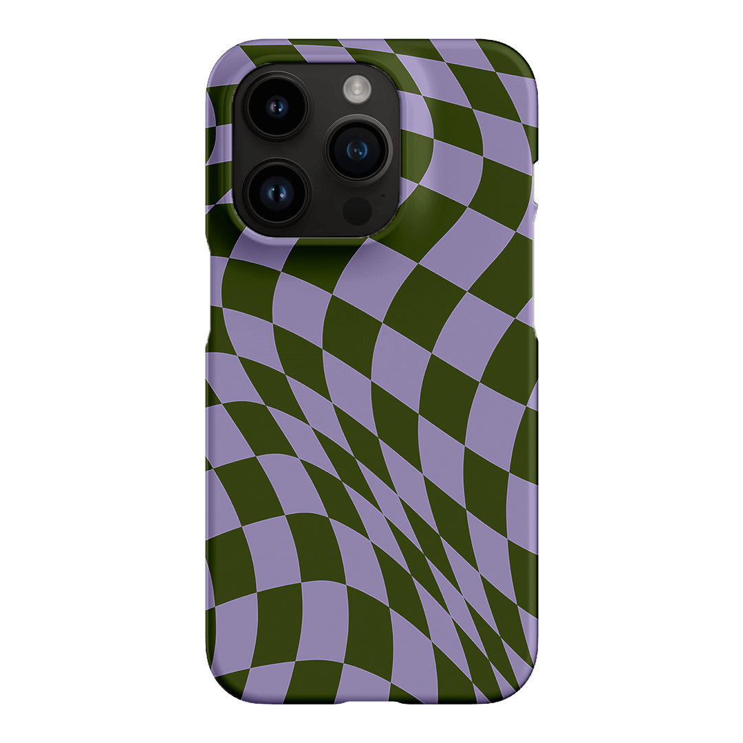 Wavy Check Forest on Lilac Matte Case Matte Phone Cases iPhone 14 Pro / Snap by The Dairy - The Dairy