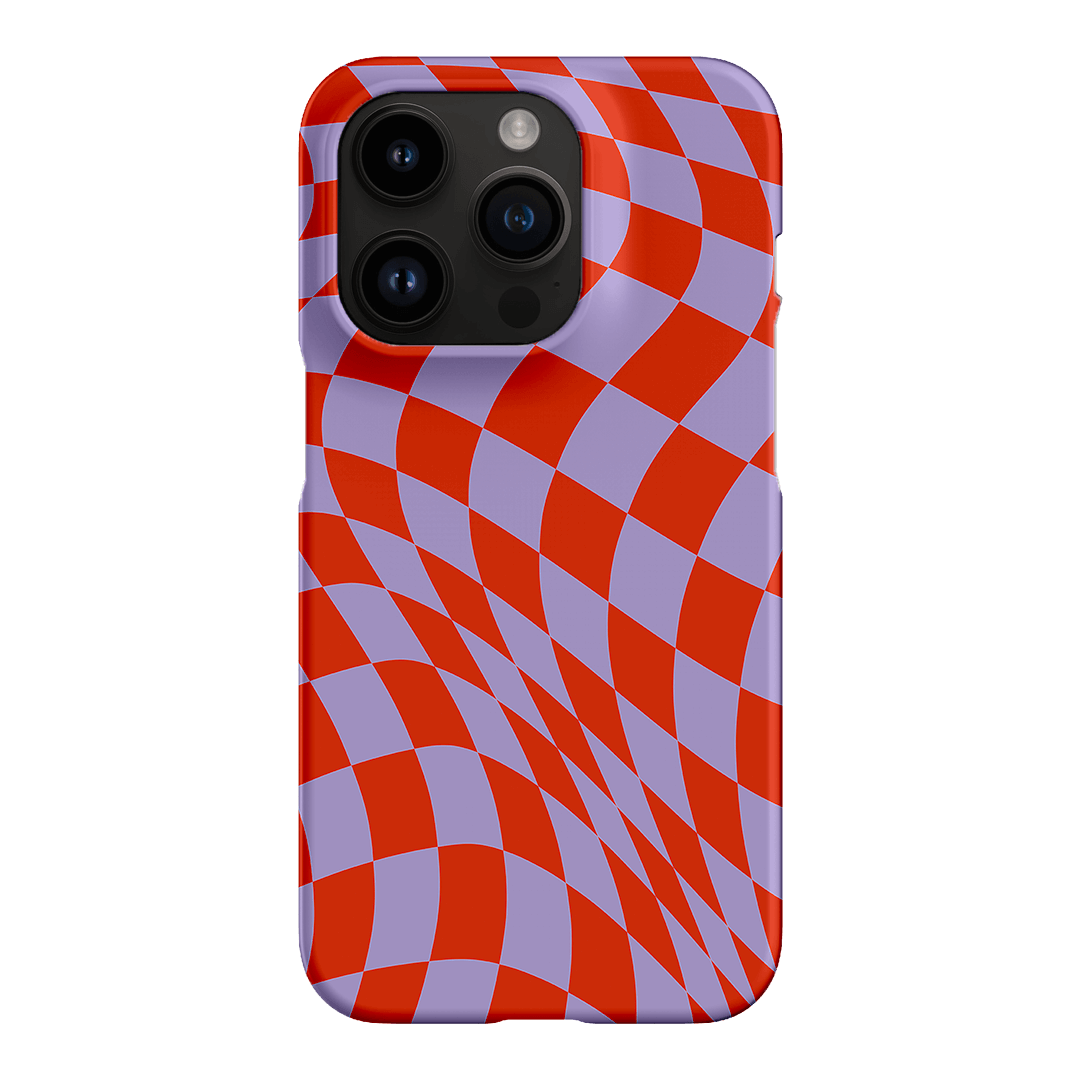 Wavy Check Scarlet on Lilac Matte Case Matte Phone Cases iPhone 14 Pro / Snap by The Dairy - The Dairy