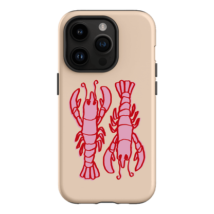 Lobster Love Peach Printed Phone Cases iPhone 14 Pro / Armoured by The Dairy - The Dairy