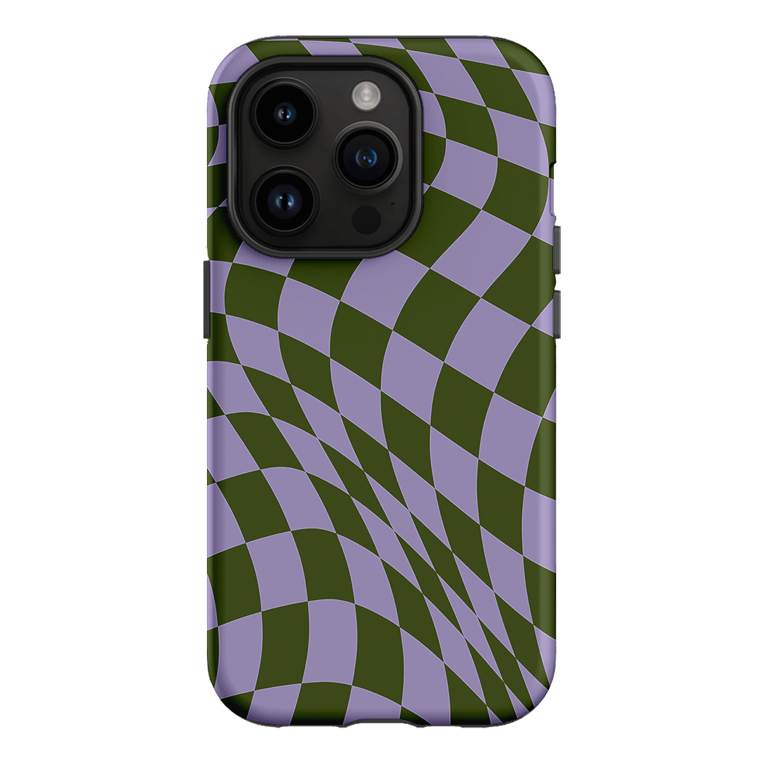 Wavy Check Forest on Lilac Matte Case Matte Phone Cases iPhone 14 Pro / Armoured by The Dairy - The Dairy