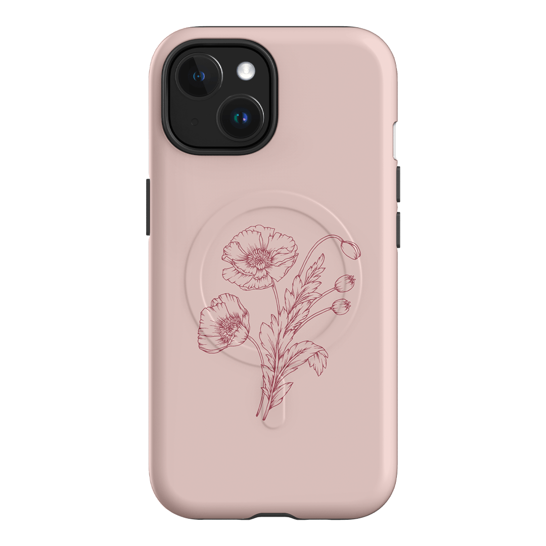 Blush Poppies Printed Phone Cases iPhone 15 / Armoured MagSafe by Typoflora - The Dairy