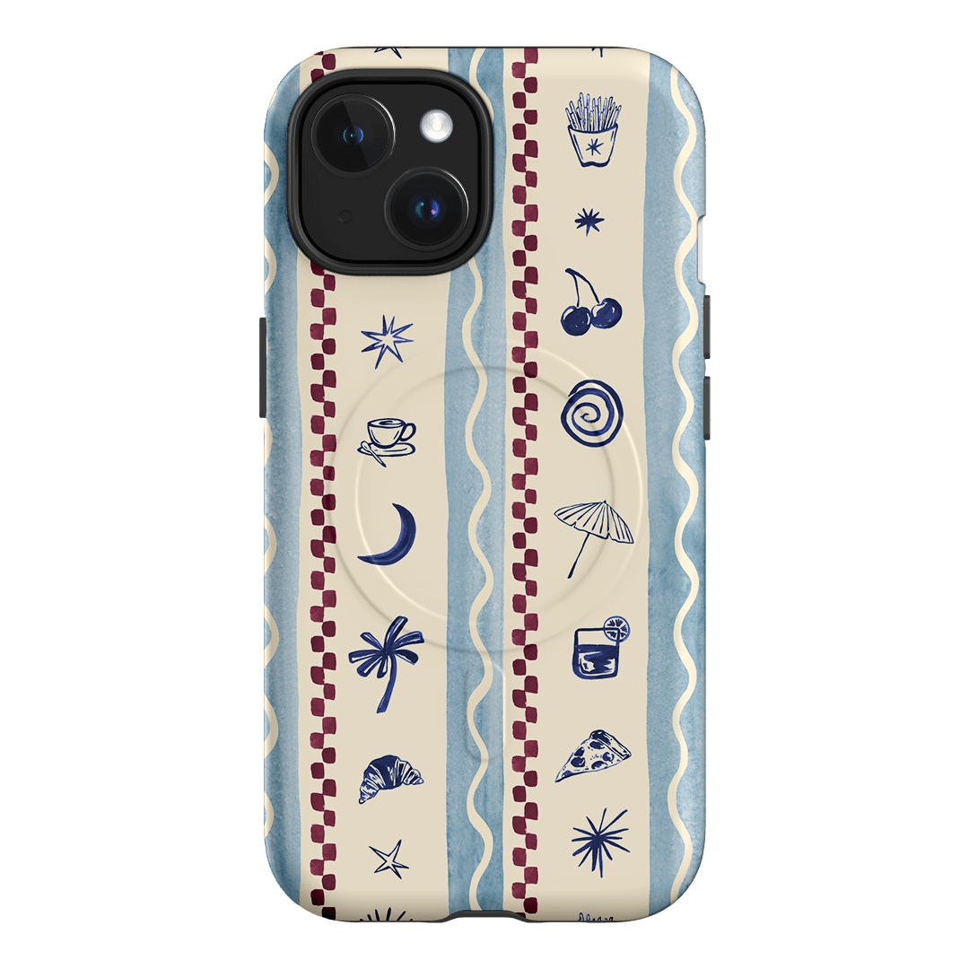 Summer Snacks Blue Printed Phone Cases iPhone 15 / Armoured MagSafe by Charlie Taylor - The Dairy