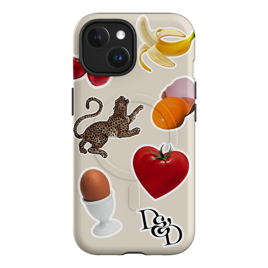 Sunday Stickers Cream Printed Phone Cases iPhone 15 / Armoured MagSafe by Desmond & Dempsey - The Dairy