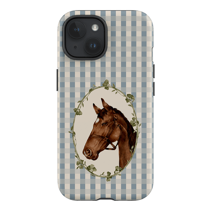 Gingham Horse Printed Phone Cases iPhone 15 / Armoured by Kasiags Art - The Dairy