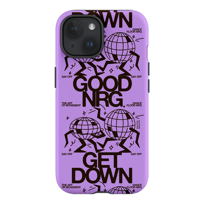 Good Energy in Purple Printed Phone Cases iPhone 15 / Armoured by After Hours - The Dairy