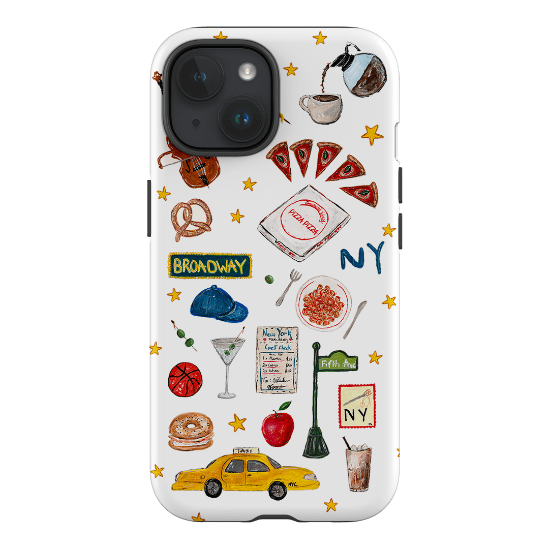 NYC White Printed Phone Cases iPhone 15 / Armoured by BG. Studio - The Dairy
