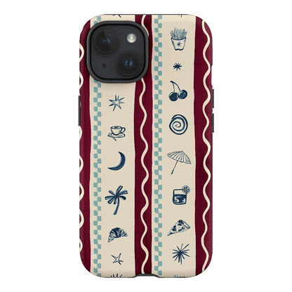 Summer Snacks Burgundy Printed Phone Cases iPhone 15 / Armoured by Charlie Taylor - The Dairy