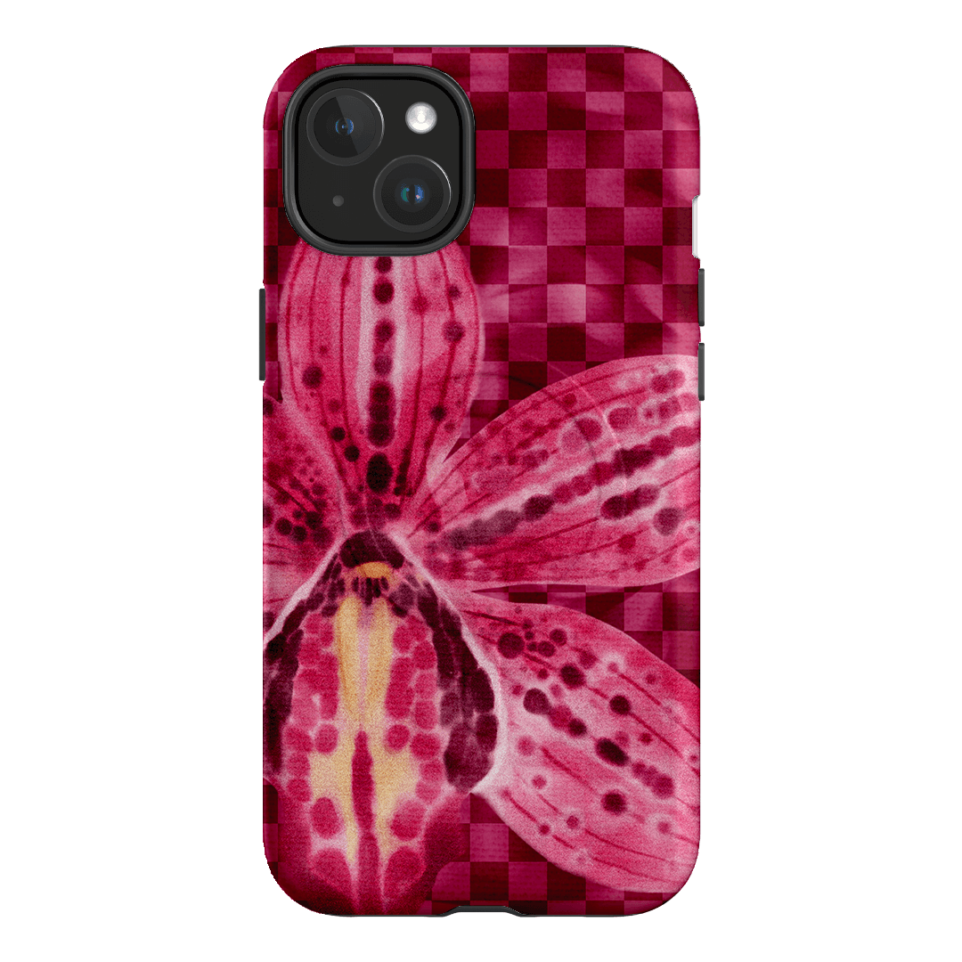 Check Orchid Printed Phone Cases iPhone 15 Plus / Armoured MagSafe by Sally Hungerford - The Dairy