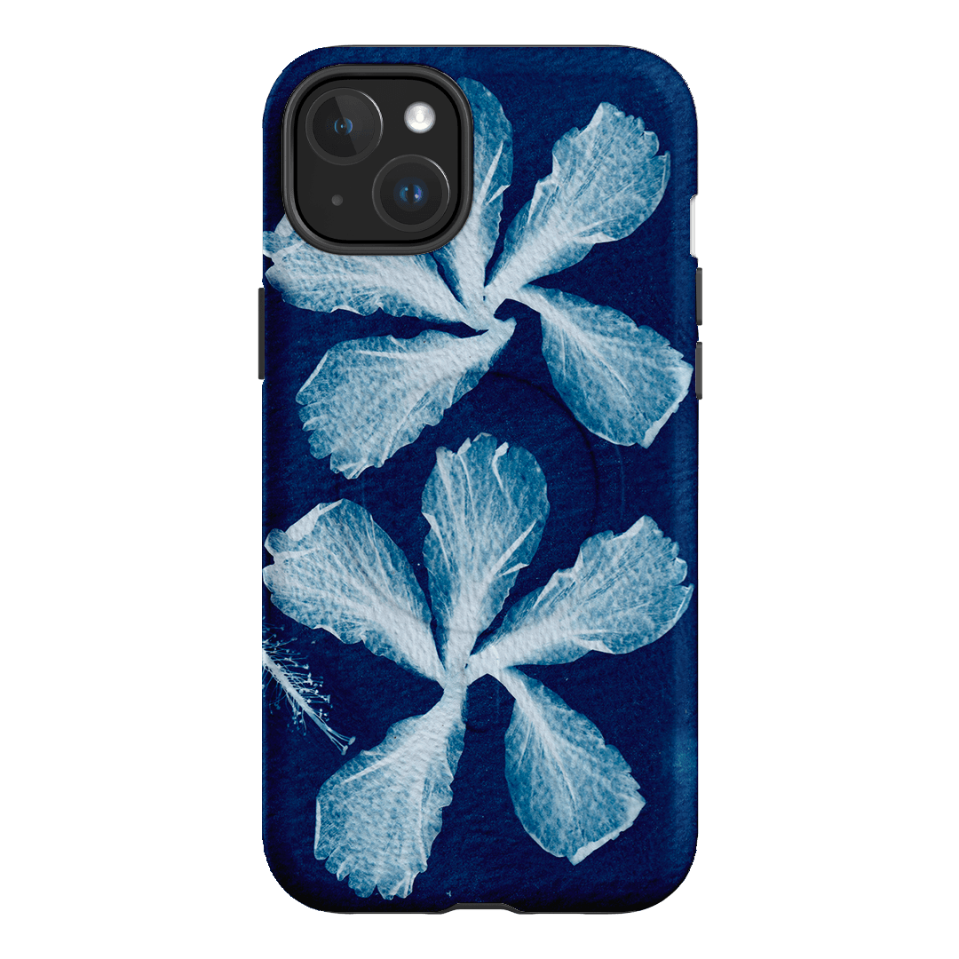 Hibiscus Cyanotype Printed Phone Cases iPhone 15 Plus / Armoured MagSafe by Sally Hungerford - The Dairy