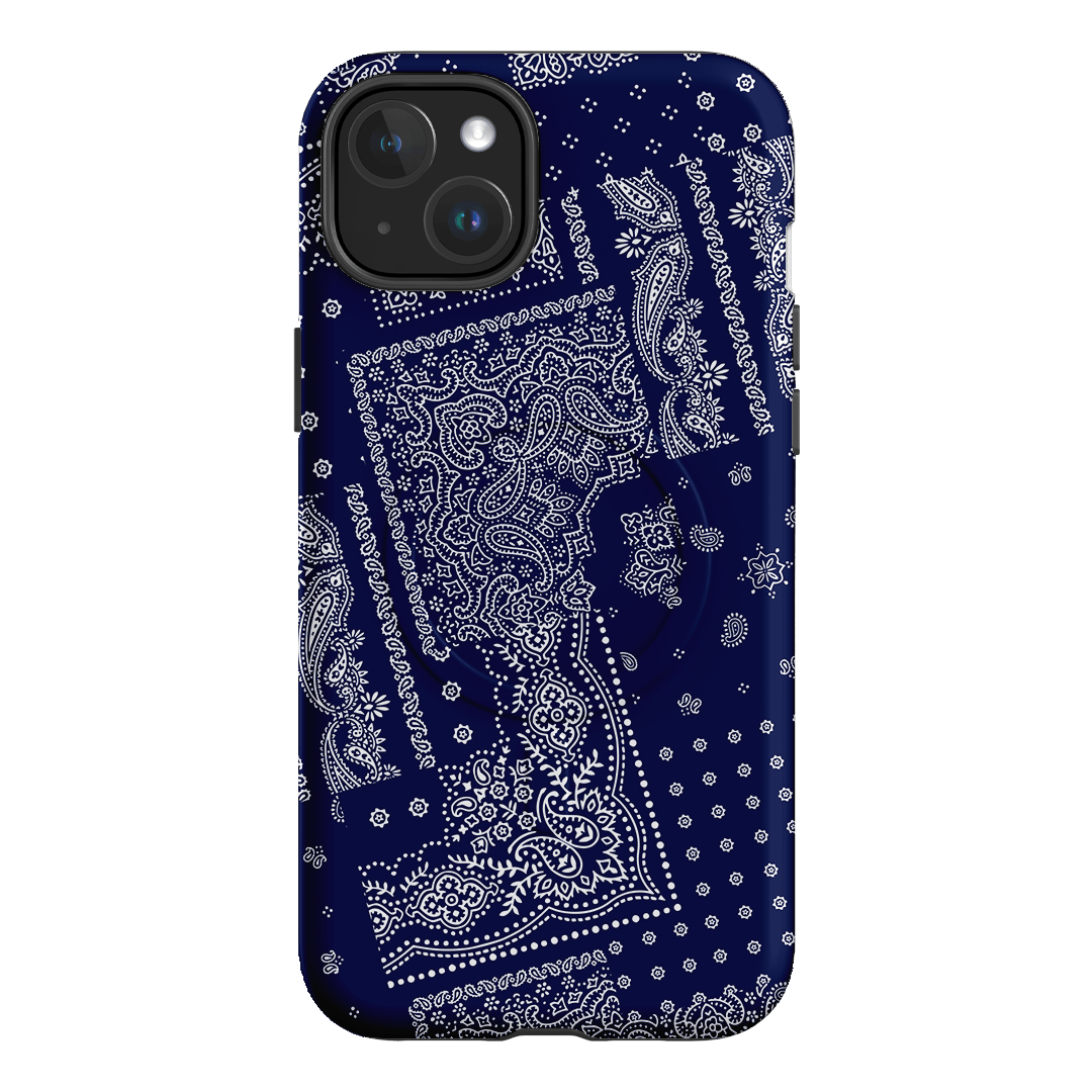 Paisley Indigo Printed Phone Cases iPhone 15 Plus / Armoured MagSafe by The Dairy - The Dairy