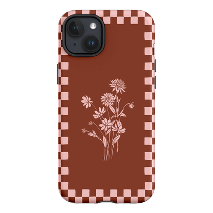 Dahlia Check Printed Phone Cases iPhone 15 Plus / Armoured by Typoflora - The Dairy
