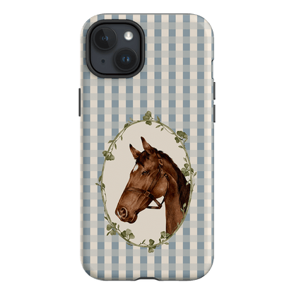 Gingham Horse Printed Phone Cases iPhone 15 Plus / Armoured by Kasiags Art - The Dairy
