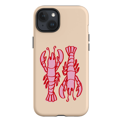 Lobster Love Peach Printed Phone Cases iPhone 15 Plus / Armoured by The Dairy - The Dairy