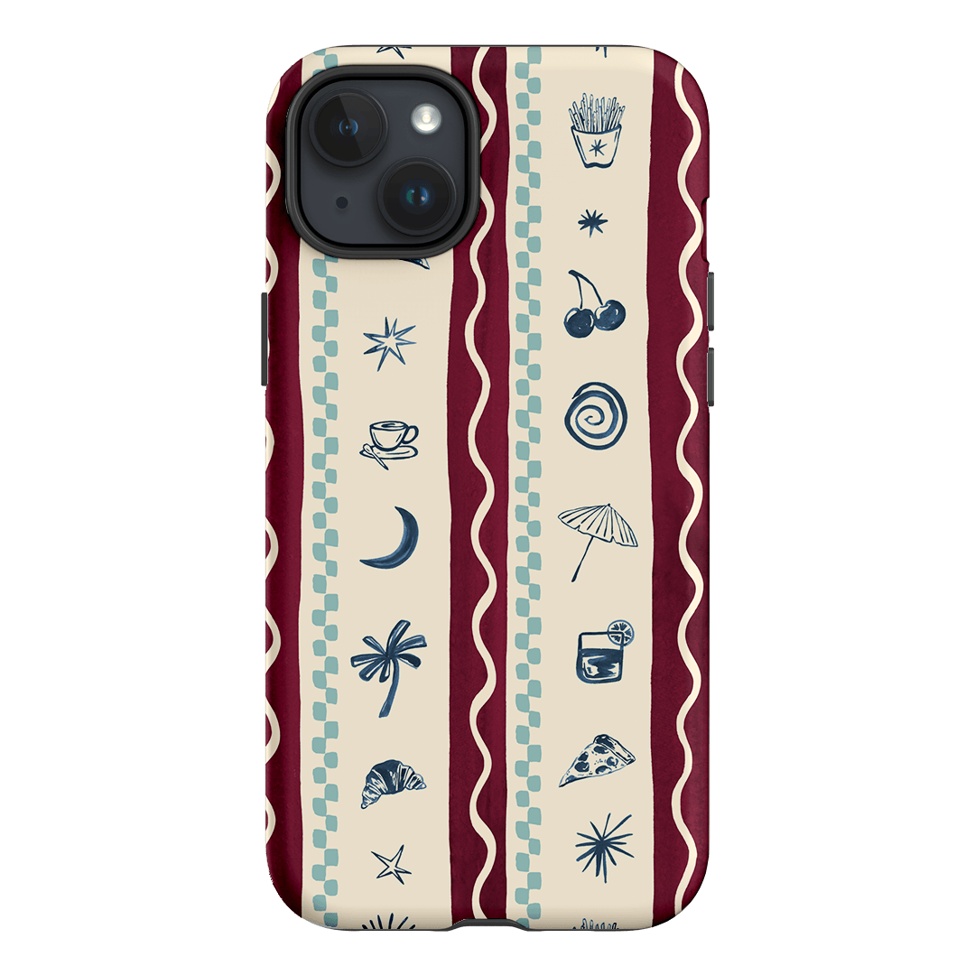 Summer Snacks Burgundy Printed Phone Cases iPhone 15 Plus / Armoured by Charlie Taylor - The Dairy