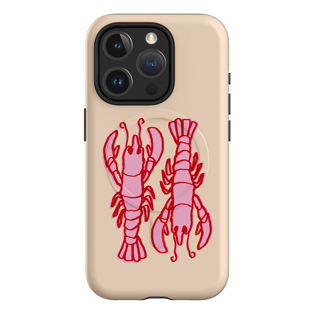 Lobster Love Peach Printed Phone Cases iPhone 15 Pro / Armoured MagSafe by The Dairy - The Dairy