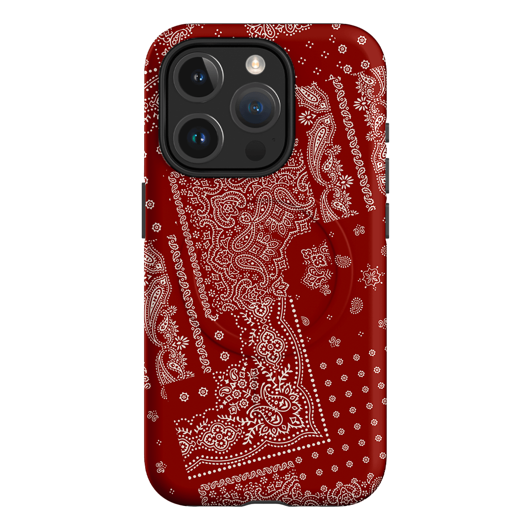 Paisley Crimson Printed Phone Cases iPhone 15 Pro / Armoured MagSafe by The Dairy - The Dairy