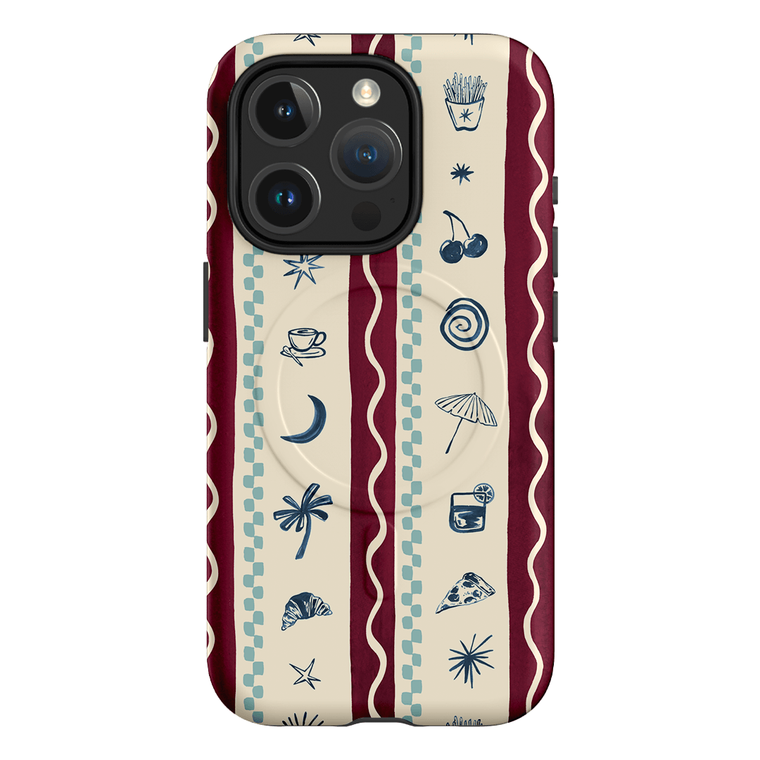 Summer Snacks Burgundy Printed Phone Cases iPhone 15 Pro / Armoured MagSafe by Charlie Taylor - The Dairy