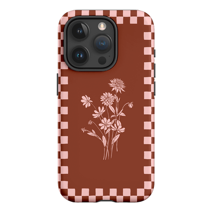 Dahlia Check Printed Phone Cases iPhone 15 Pro / Armoured by Typoflora - The Dairy