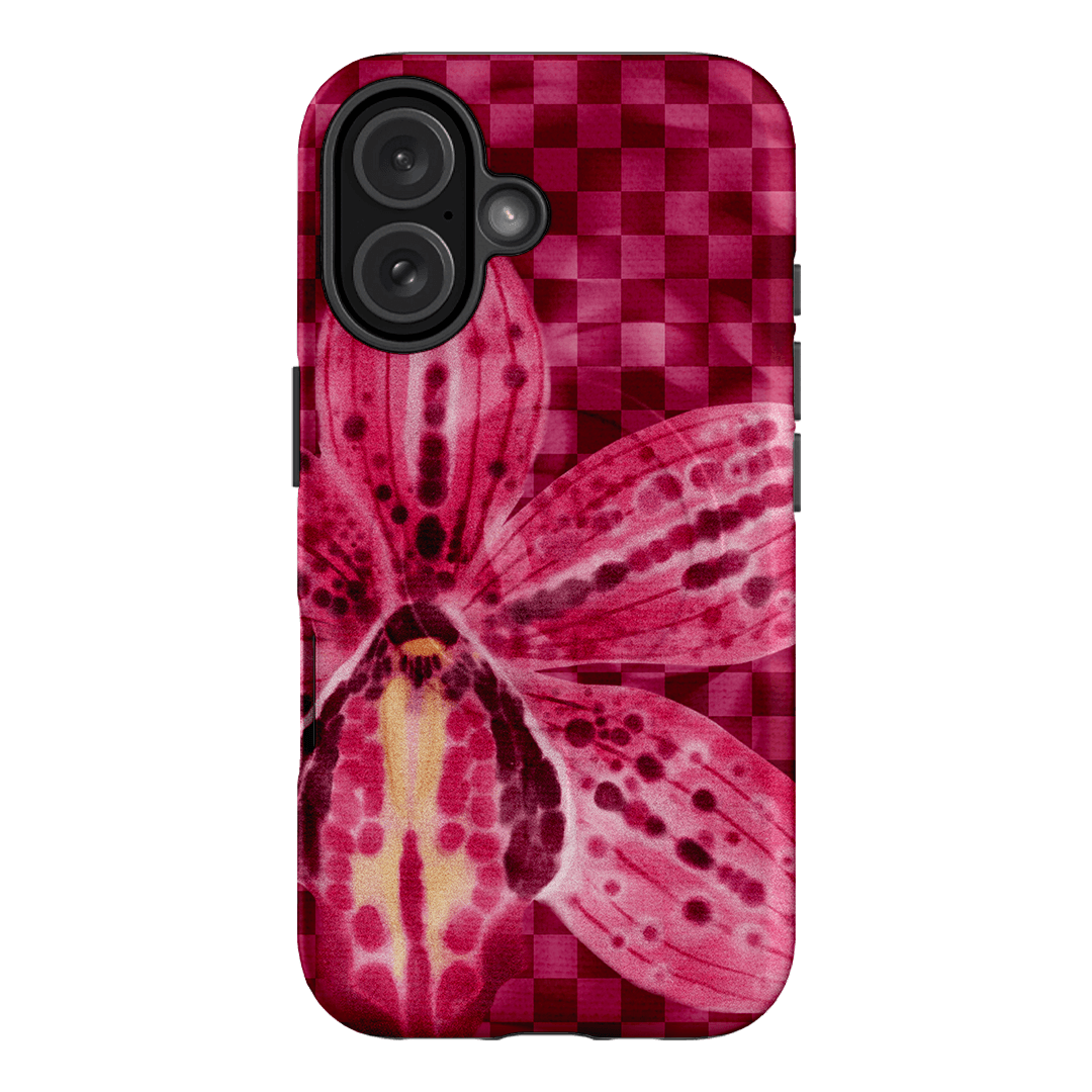 Check Orchid Printed Phone Cases iPhone 16 / Armoured MagSafe by Sally Hungerford - The Dairy