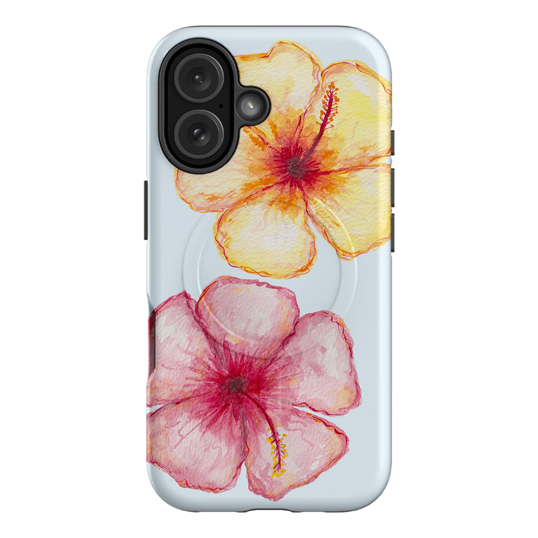 Hibiscus Flower Blue Printed Phone Cases iPhone 16 / Armoured MagSafe by BG. Studio - The Dairy