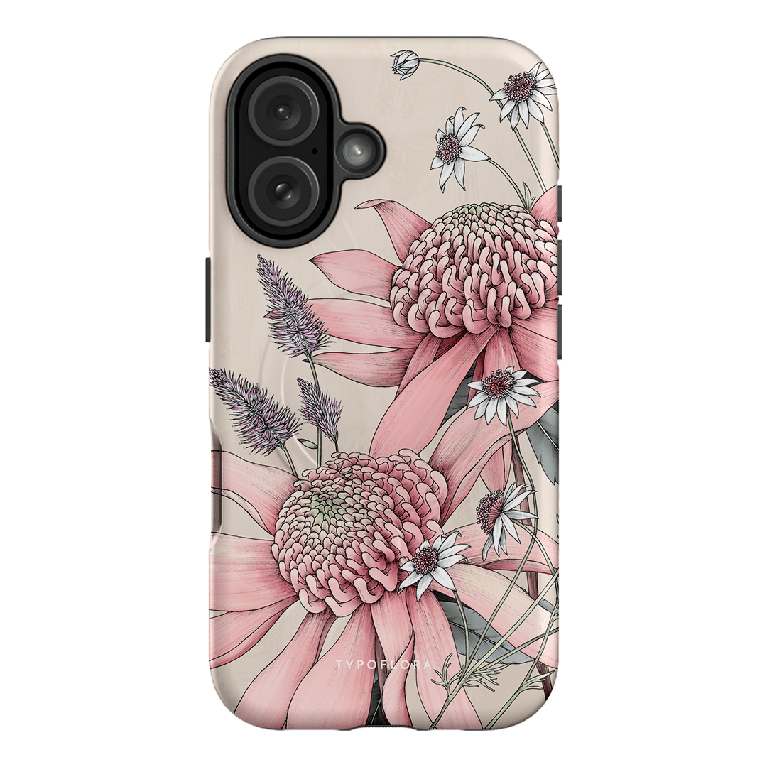 Pink Waratah Printed Phone Cases iPhone 16 / Armoured MagSafe by Typoflora - The Dairy