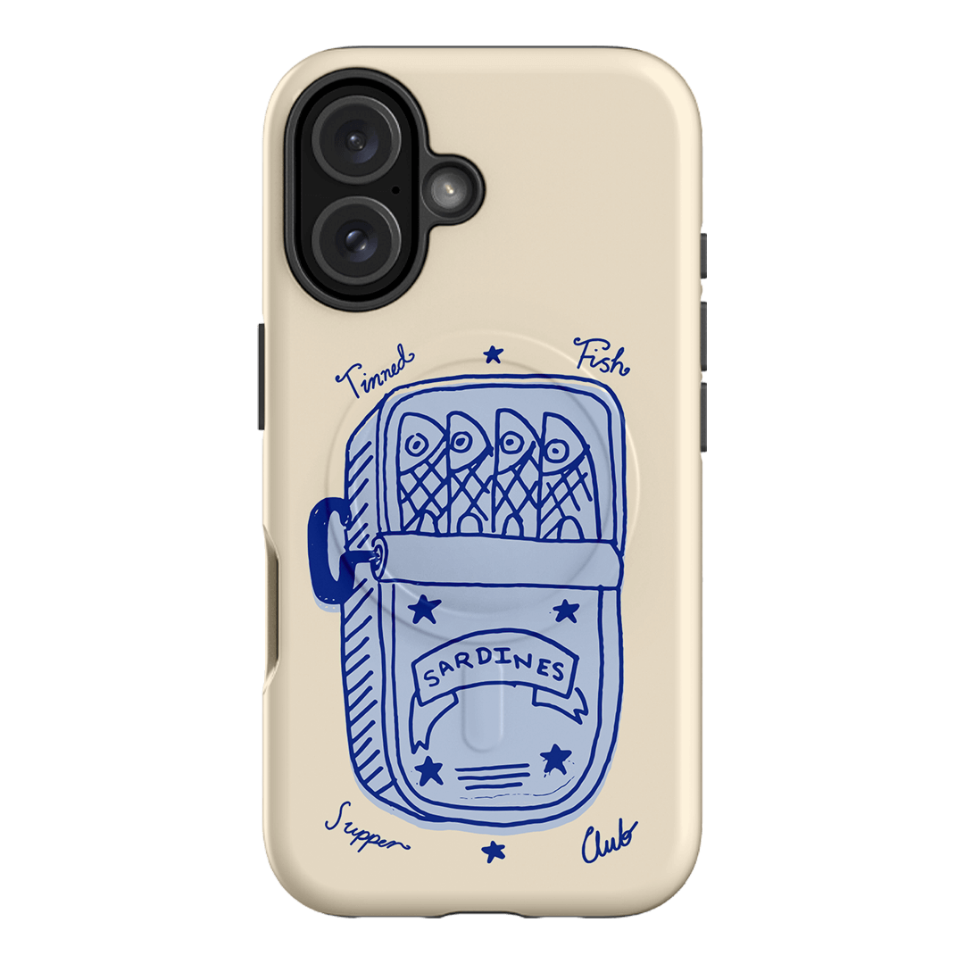 Sardine Social Blue Printed Phone Cases iPhone 16 / Armoured MagSafe by The Dairy - The Dairy