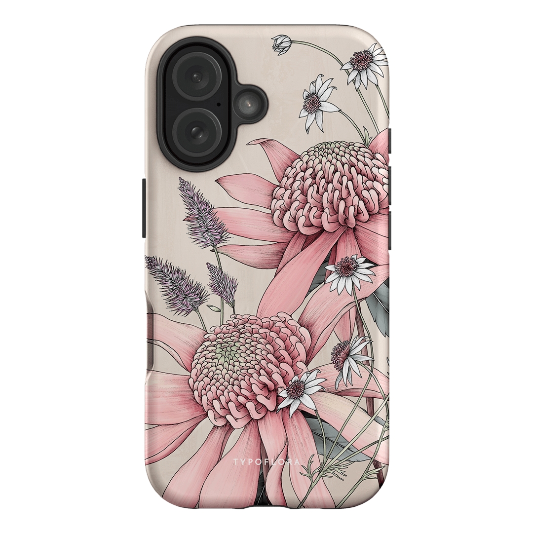 Pink Waratah Printed Phone Cases iPhone 16 / Armoured by Typoflora - The Dairy