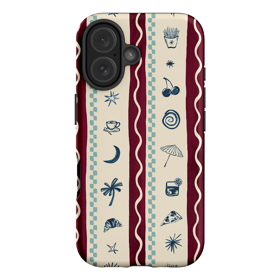 Summer Snacks Burgundy Printed Phone Cases iPhone 16 / Armoured by Charlie Taylor - The Dairy