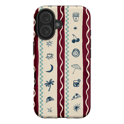 Summer Snacks Burgundy Printed Phone Cases iPhone 16 / Armoured by Charlie Taylor - The Dairy