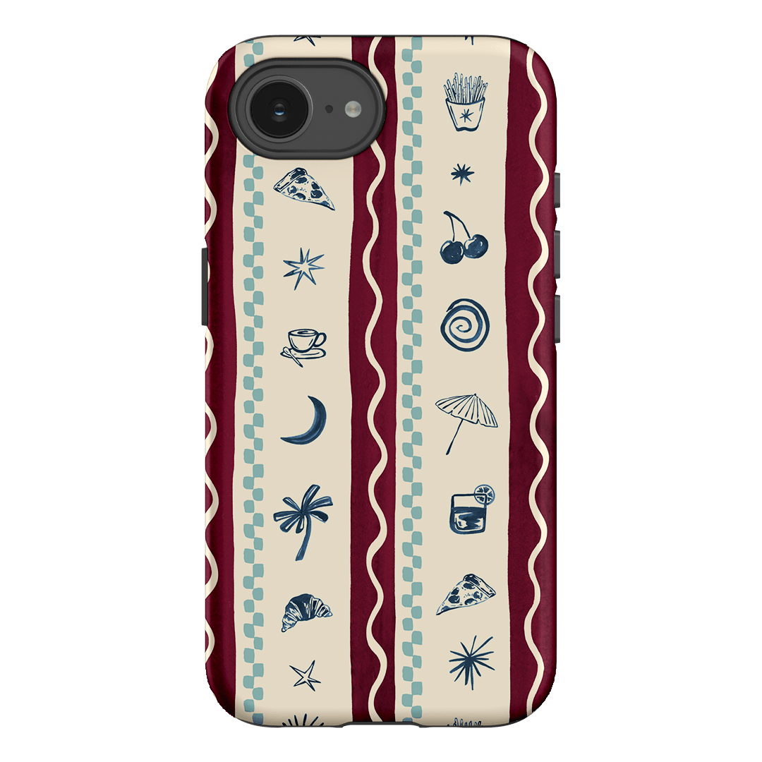 Summer Snacks Burgundy Printed Phone Cases iPhone 16E / Armoured by Charlie Taylor - The Dairy