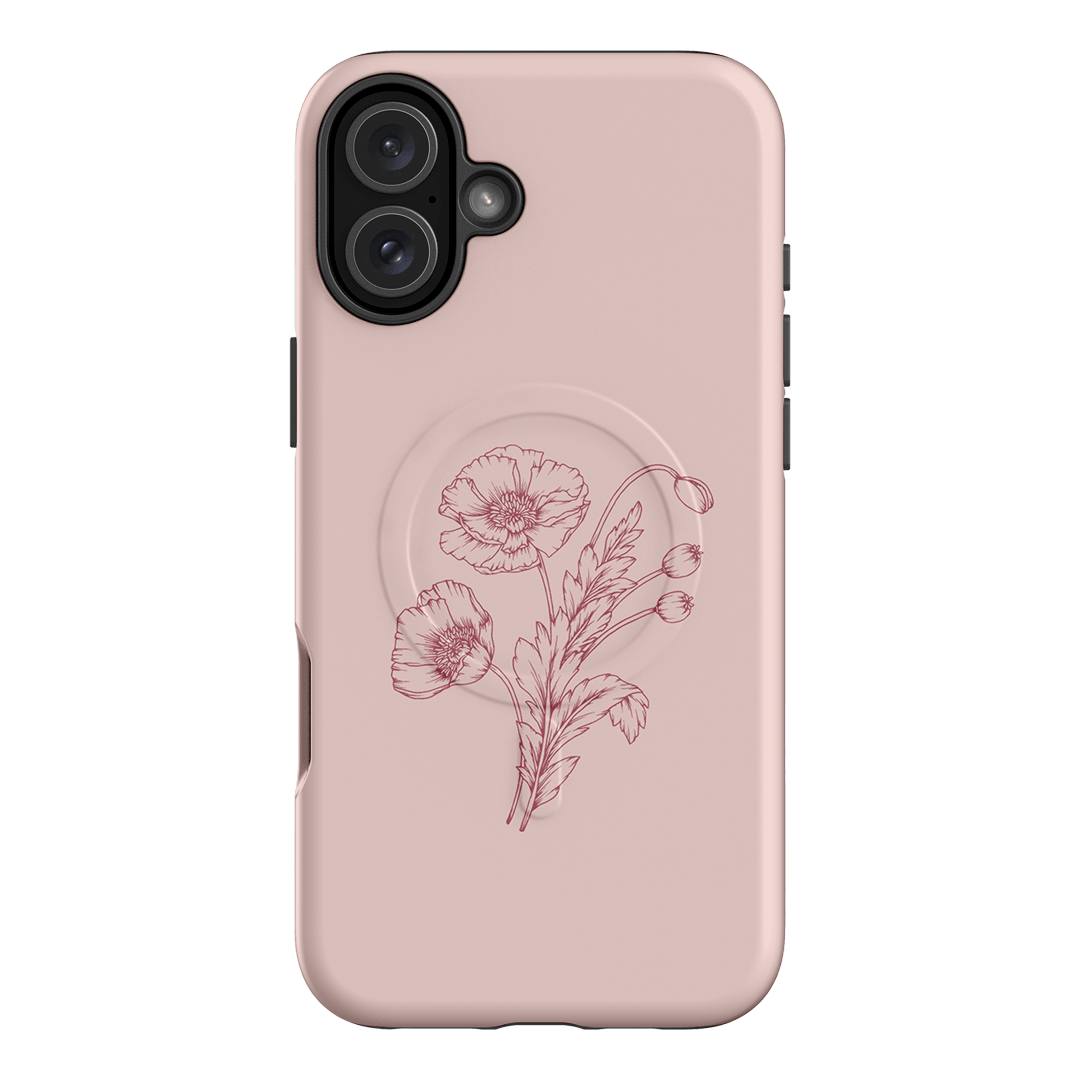 Blush Poppies Printed Phone Cases iPhone 16 Plus / Armoured MagSafe by Typoflora - The Dairy