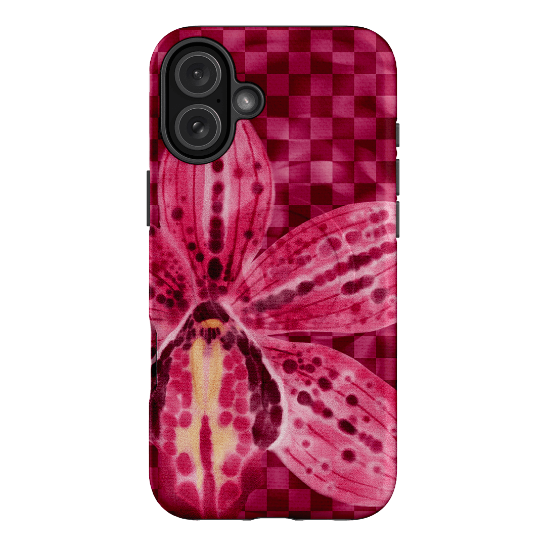 Check Orchid Printed Phone Cases iPhone 16 Plus / Armoured MagSafe by Sally Hungerford - The Dairy