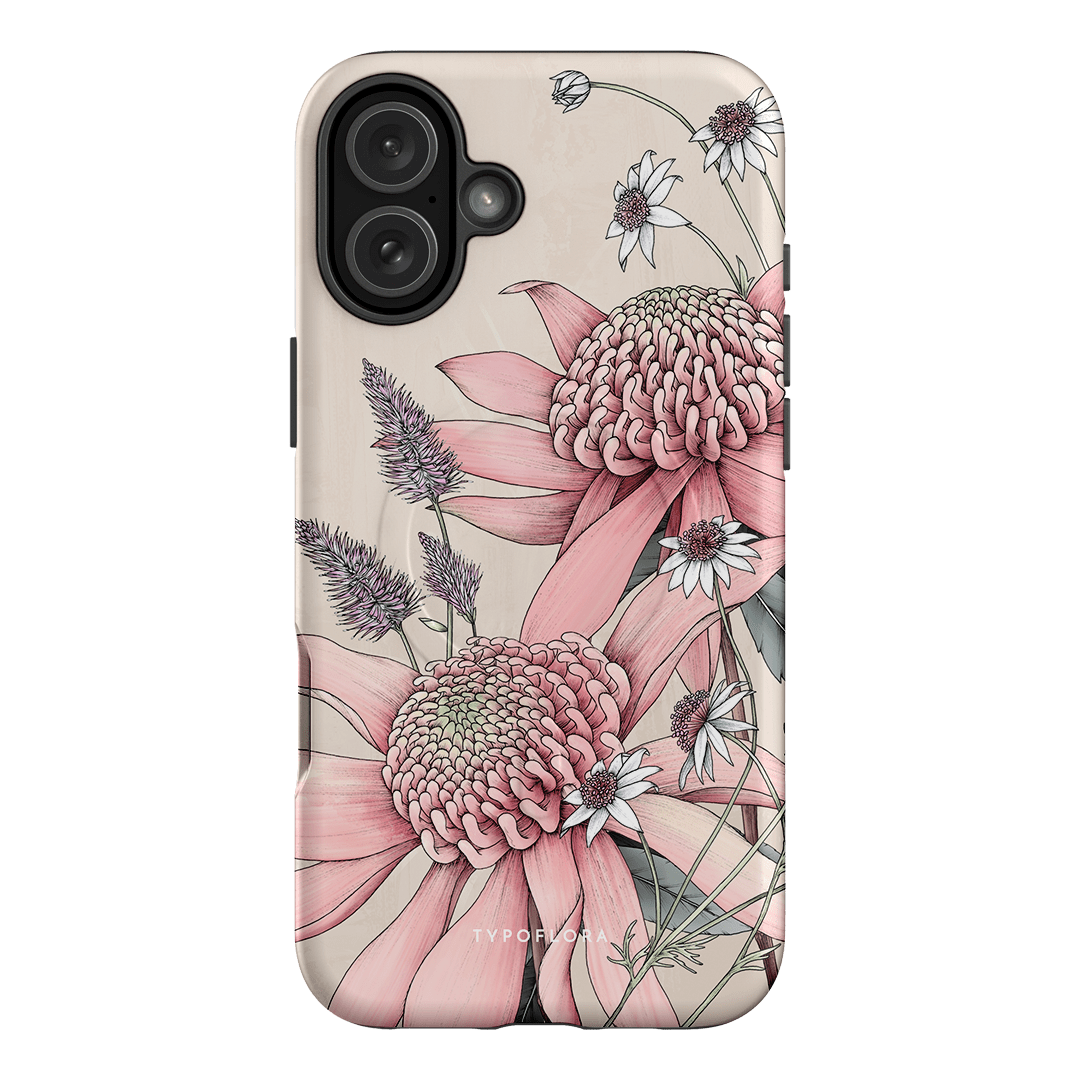 Pink Waratah Printed Phone Cases iPhone 16 Plus / Armoured MagSafe by Typoflora - The Dairy