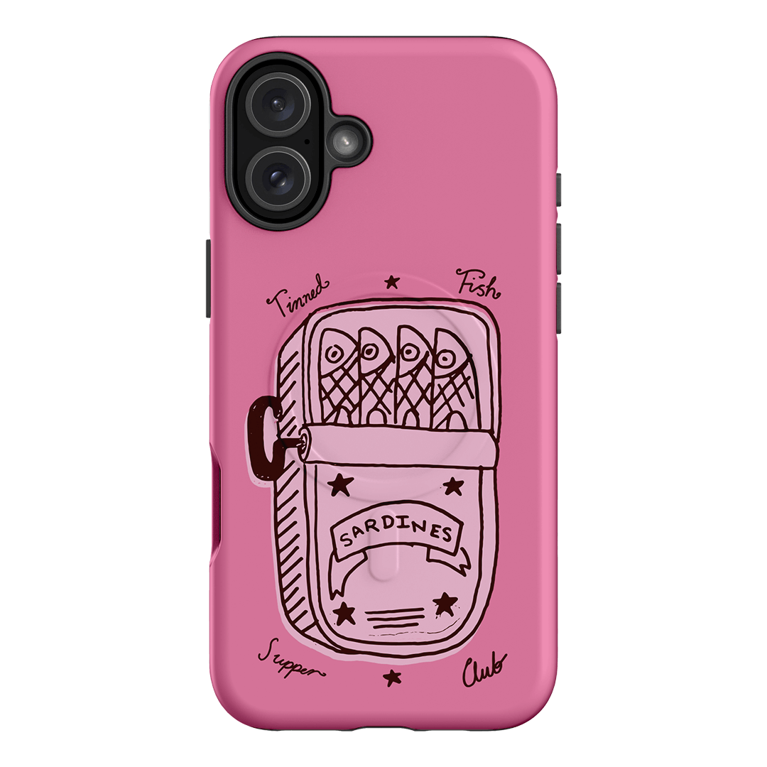 Sardine Social Pink Printed Phone Cases iPhone 16 Plus / Armoured MagSafe by The Dairy - The Dairy