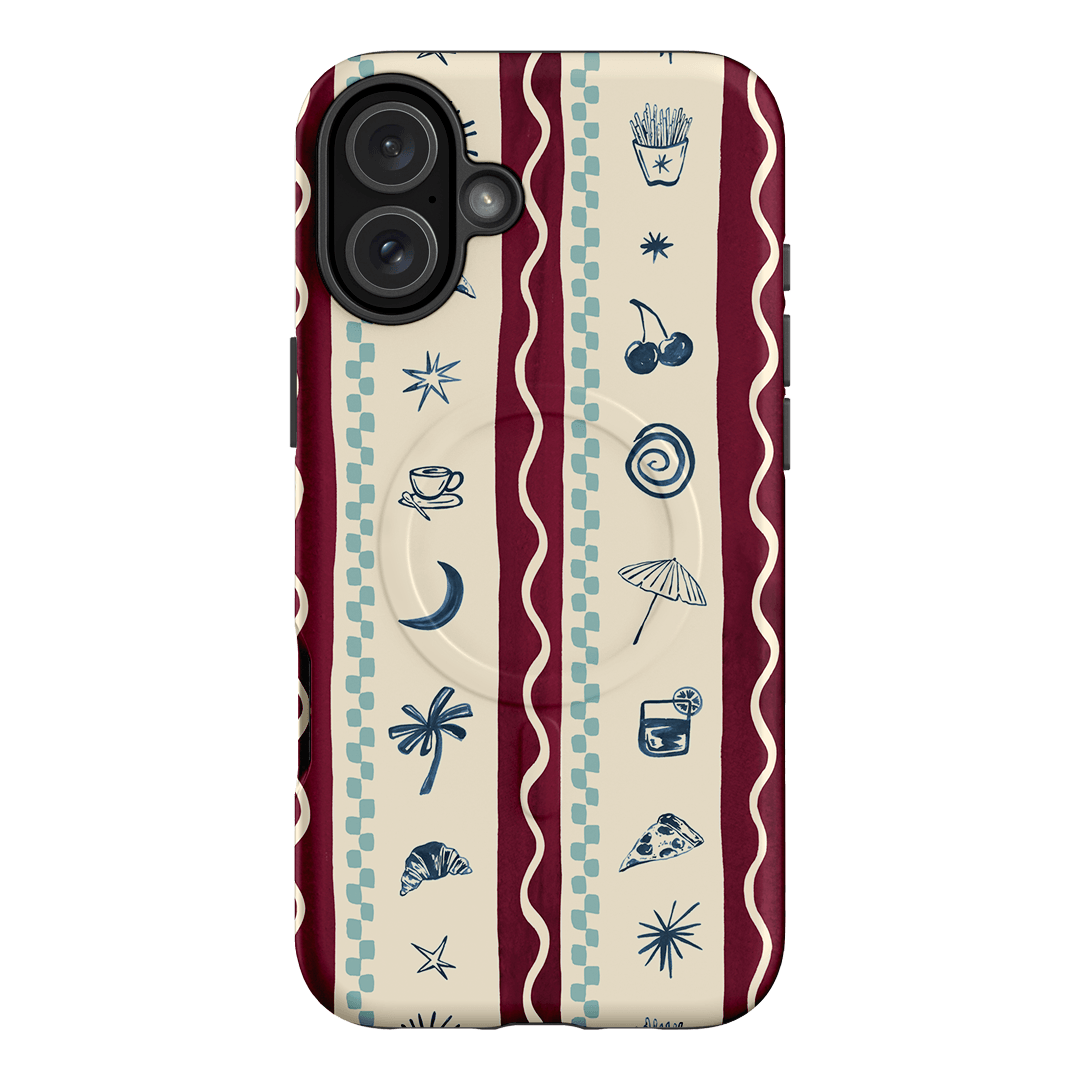Summer Snacks Burgundy Printed Phone Cases iPhone 16 Plus / Armoured MagSafe by Charlie Taylor - The Dairy