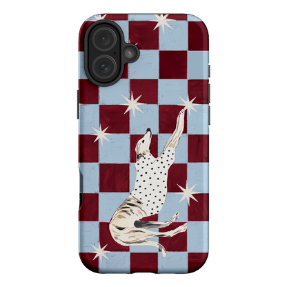 Check Greyhound Blue Printed Phone Cases iPhone 16 Plus / Armoured by Lisa Hu - The Dairy
